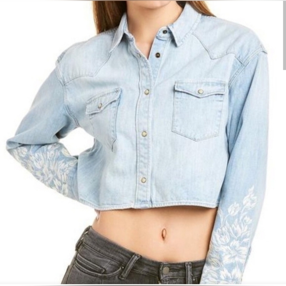 All Saints Flora Cannon Cropped Shirt